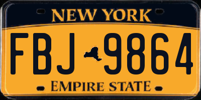 NY license plate FBJ9864