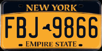 NY license plate FBJ9866