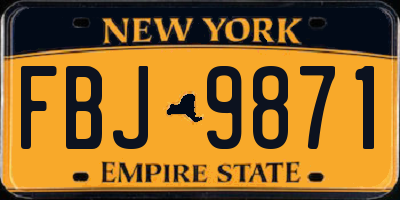 NY license plate FBJ9871