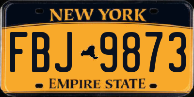 NY license plate FBJ9873