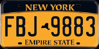 NY license plate FBJ9883