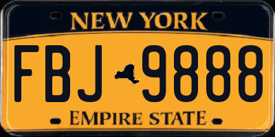NY license plate FBJ9888