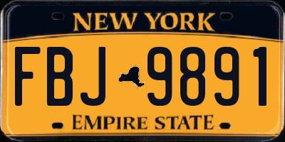 NY license plate FBJ9891