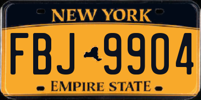 NY license plate FBJ9904