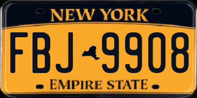 NY license plate FBJ9908