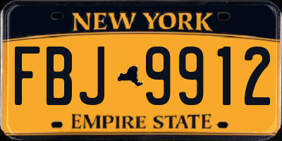 NY license plate FBJ9912