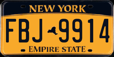 NY license plate FBJ9914