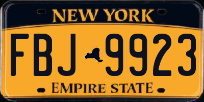 NY license plate FBJ9923