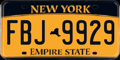 NY license plate FBJ9929