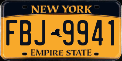 NY license plate FBJ9941
