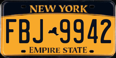 NY license plate FBJ9942