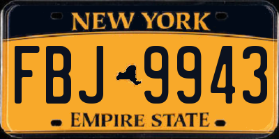 NY license plate FBJ9943