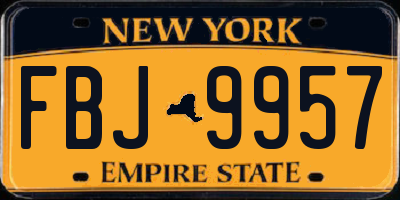 NY license plate FBJ9957