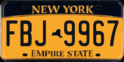 NY license plate FBJ9967