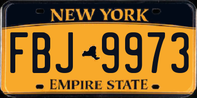 NY license plate FBJ9973