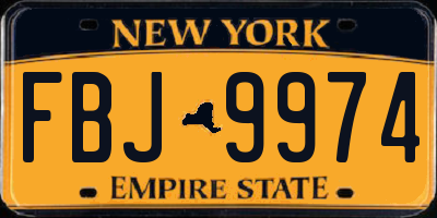 NY license plate FBJ9974