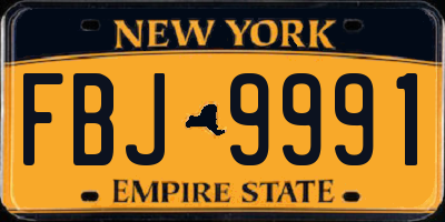 NY license plate FBJ9991