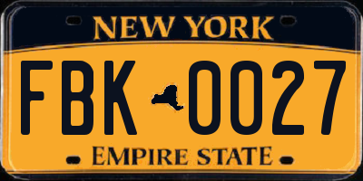 NY license plate FBK0027