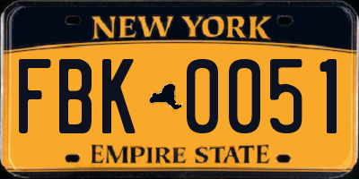 NY license plate FBK0051