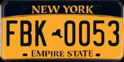 NY license plate FBK0053