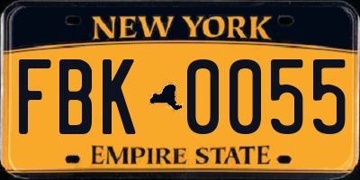 NY license plate FBK0055