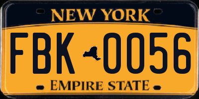 NY license plate FBK0056