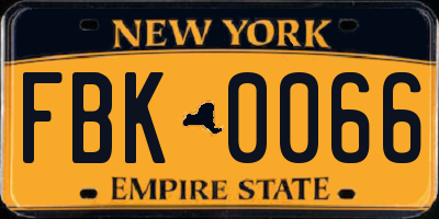 NY license plate FBK0066