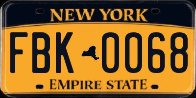 NY license plate FBK0068