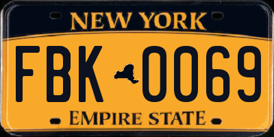 NY license plate FBK0069
