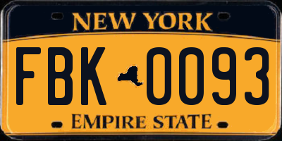 NY license plate FBK0093