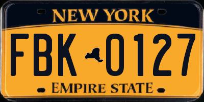 NY license plate FBK0127