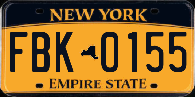 NY license plate FBK0155