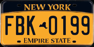 NY license plate FBK0199