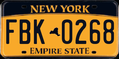 NY license plate FBK0268