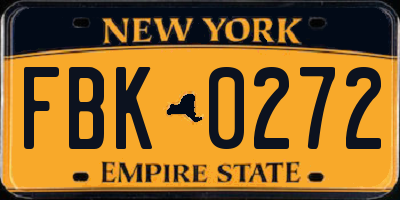 NY license plate FBK0272