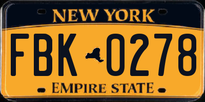 NY license plate FBK0278