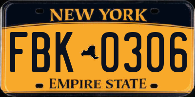 NY license plate FBK0306