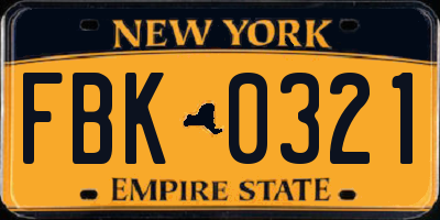 NY license plate FBK0321