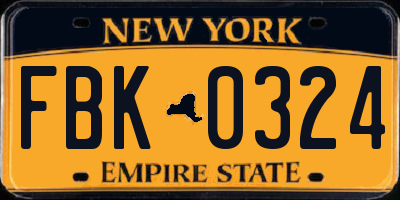 NY license plate FBK0324