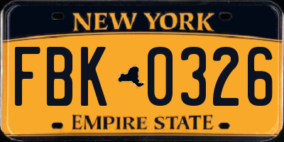 NY license plate FBK0326