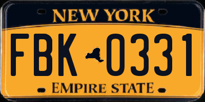 NY license plate FBK0331
