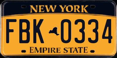 NY license plate FBK0334
