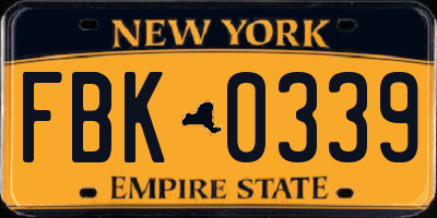NY license plate FBK0339
