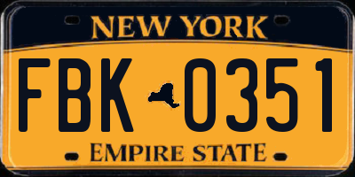 NY license plate FBK0351