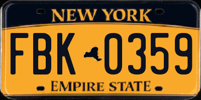 NY license plate FBK0359