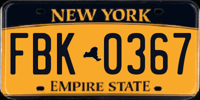 NY license plate FBK0367