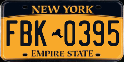 NY license plate FBK0395