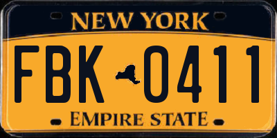 NY license plate FBK0411