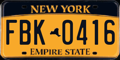 NY license plate FBK0416