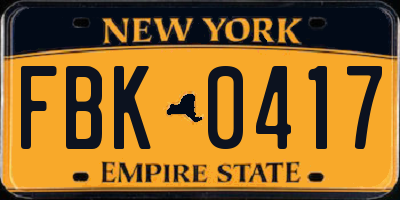 NY license plate FBK0417